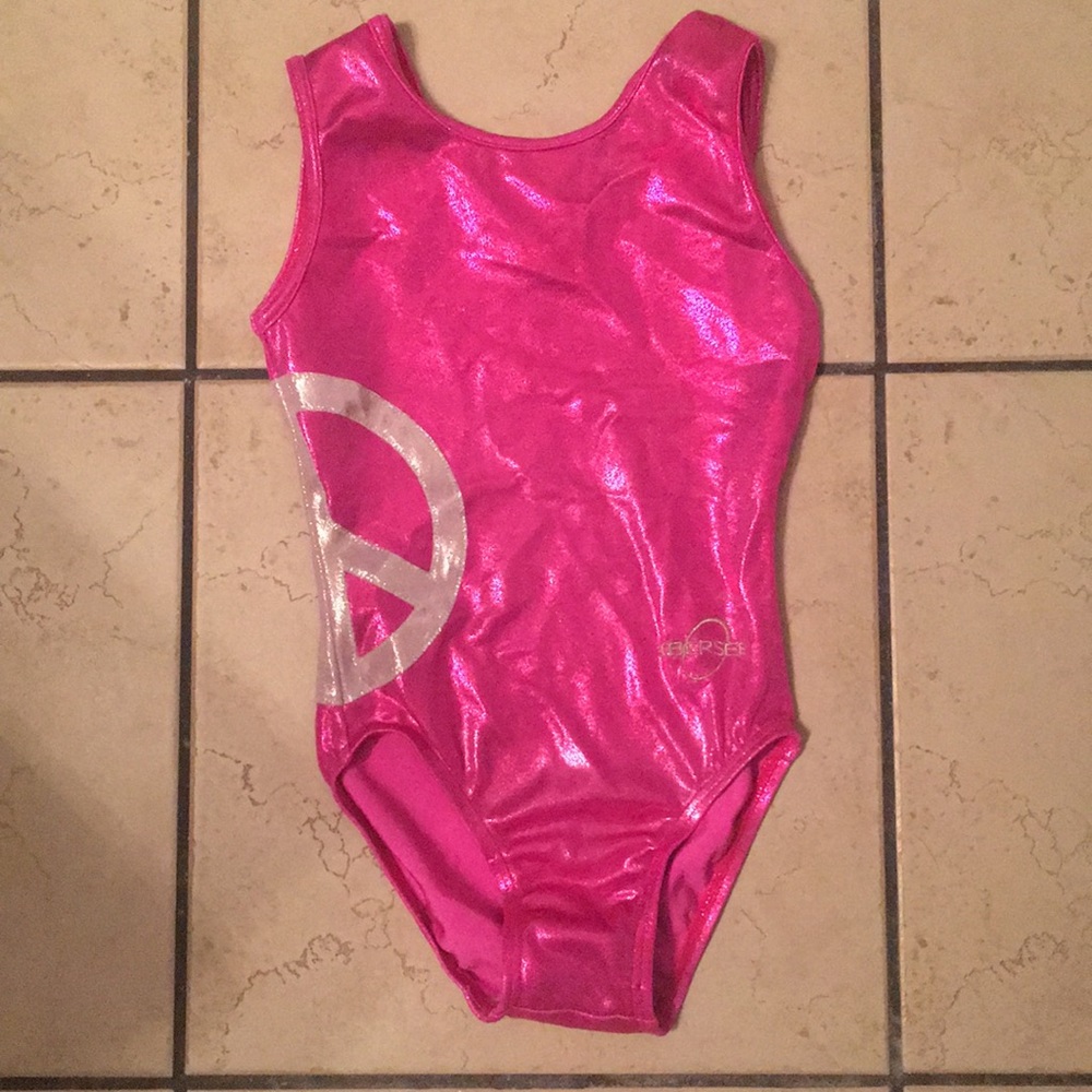 Pink metallic peace sign leotard - Oberese